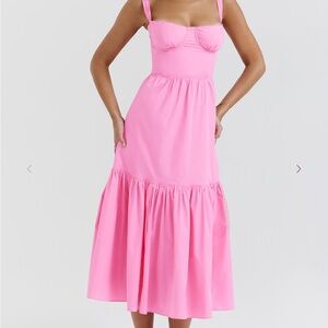 House of CB Elia Dress - French Pink Midi Dress